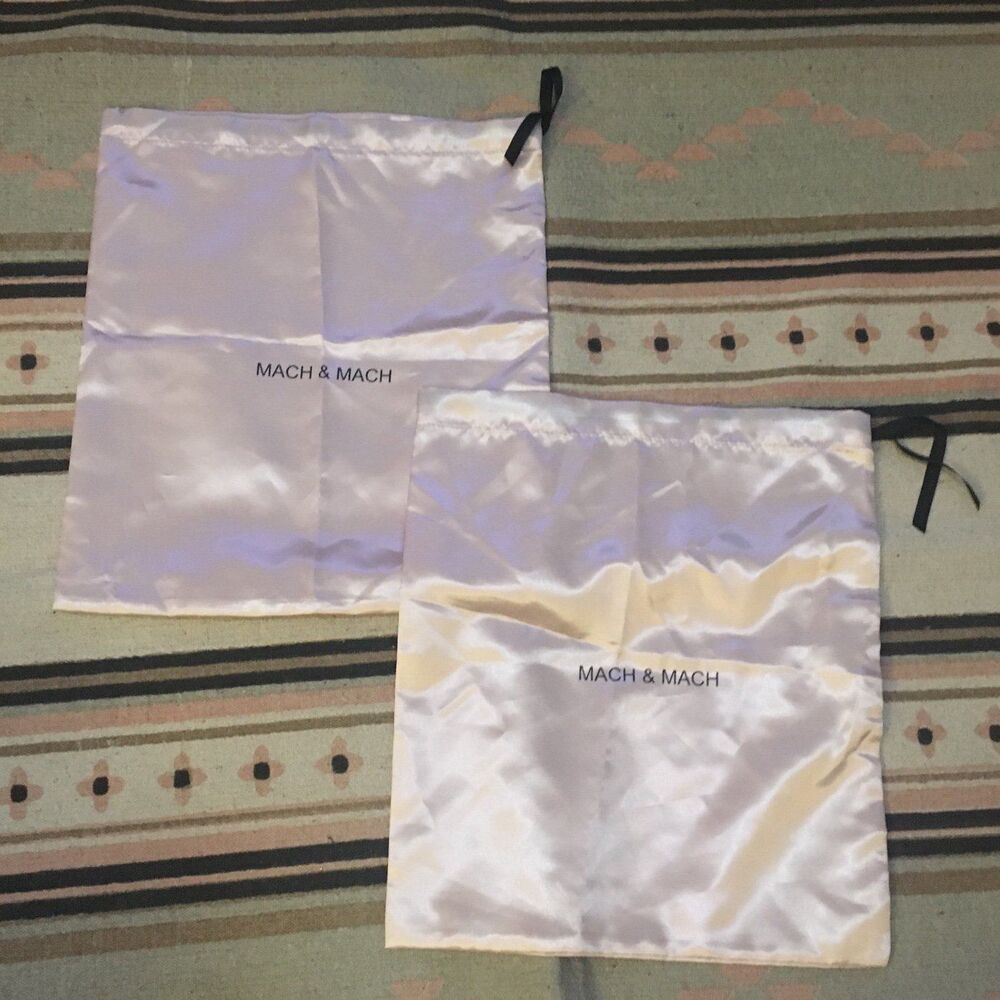 Two (2) Mach & Mach Pink Satin light soft drawstring 
15” x 16” dust bag garment